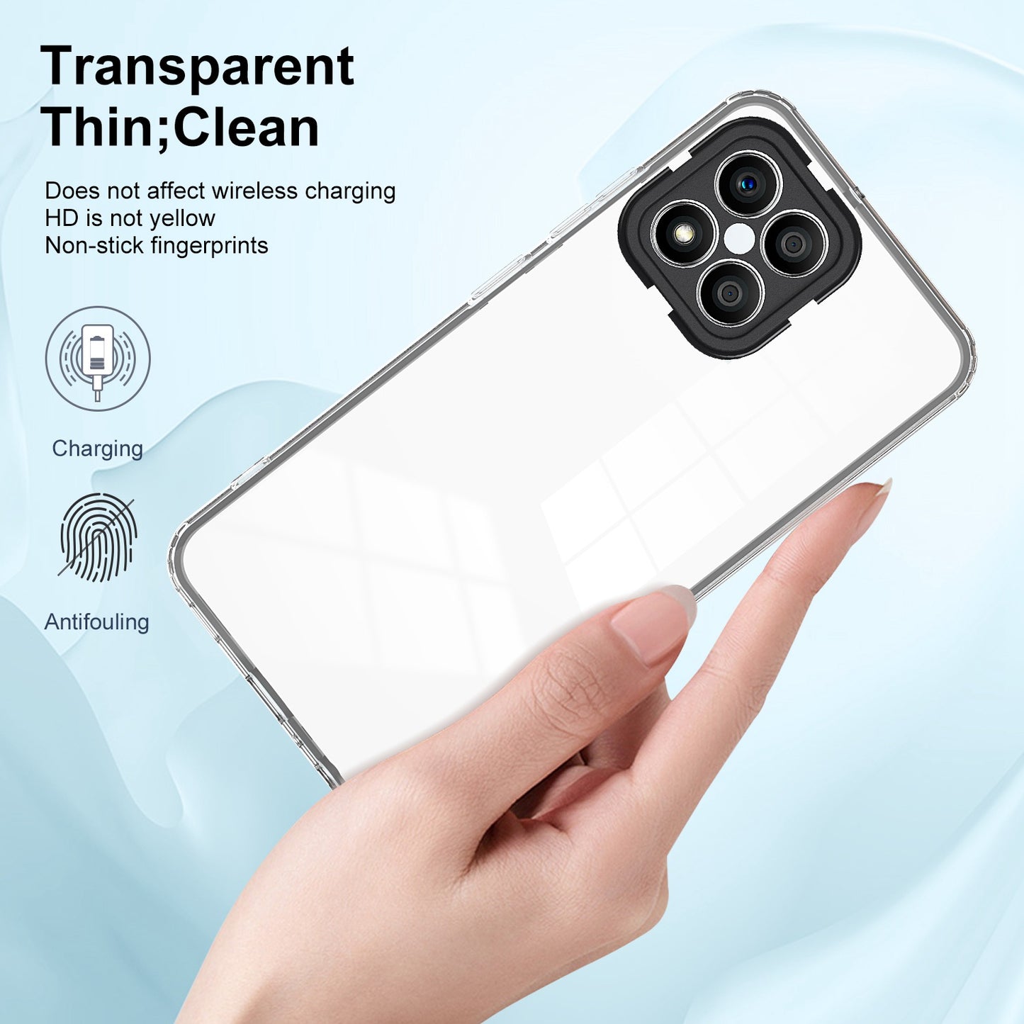 For Honor X8 4G 3-in-1 Ultra Slim Transparent Phone Cover TPU Backplate + PC Frame + PC Camera Protection Drop-proof Phone Case