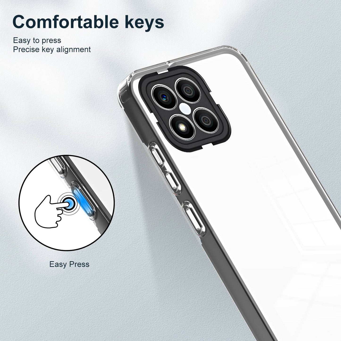 For Honor X8 4G 3-in-1 Ultra Slim Transparent Phone Cover TPU Backplate + PC Frame + PC Camera Protection Drop-proof Phone Case