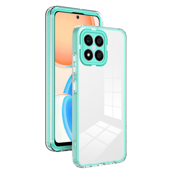 For Honor X8 4G 3-in-1 Ultra Slim Transparent Phone Cover TPU Backplate + PC Frame + PC Camera Protection Drop-proof Phone Case