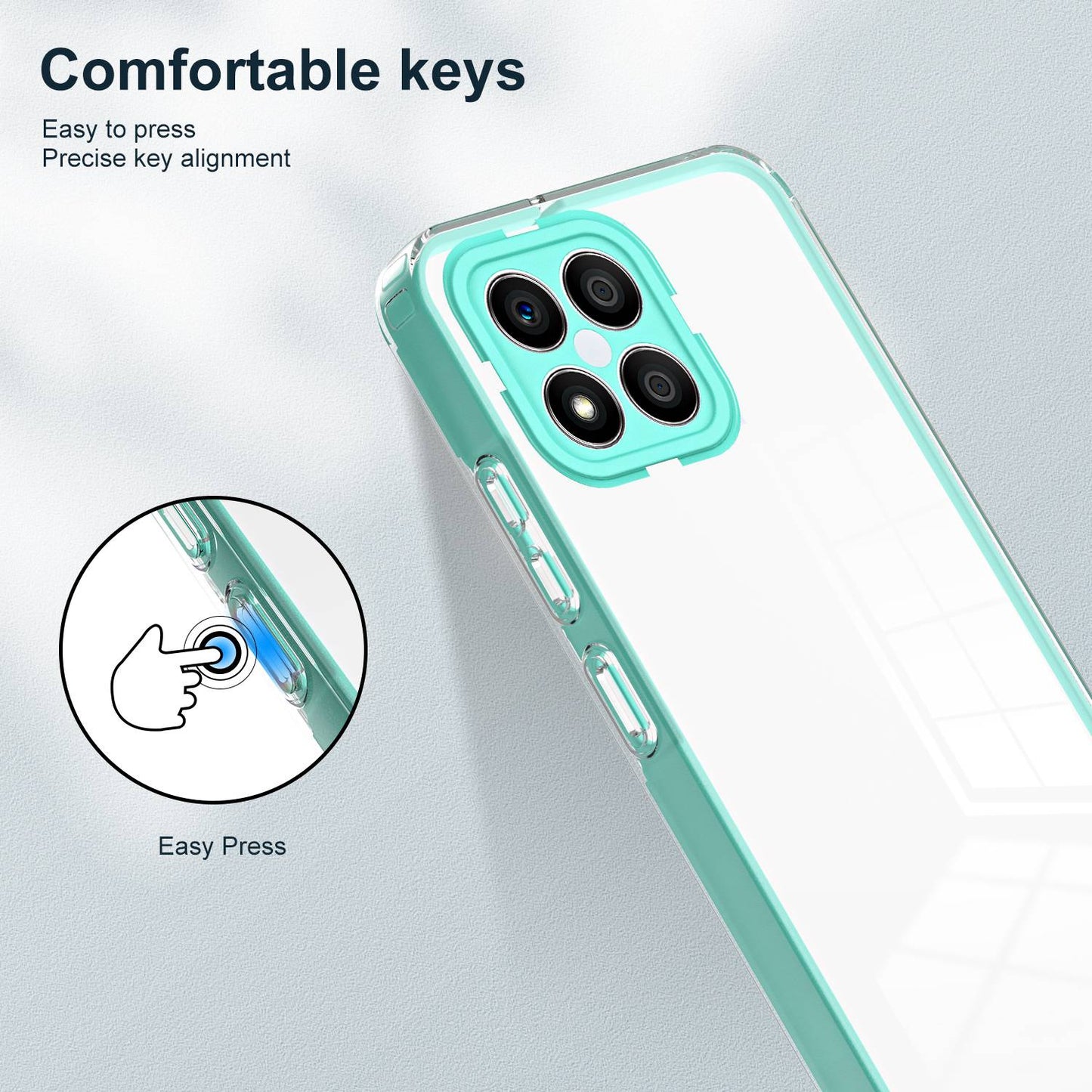For Honor X8 4G 3-in-1 Ultra Slim Transparent Phone Cover TPU Backplate + PC Frame + PC Camera Protection Drop-proof Phone Case