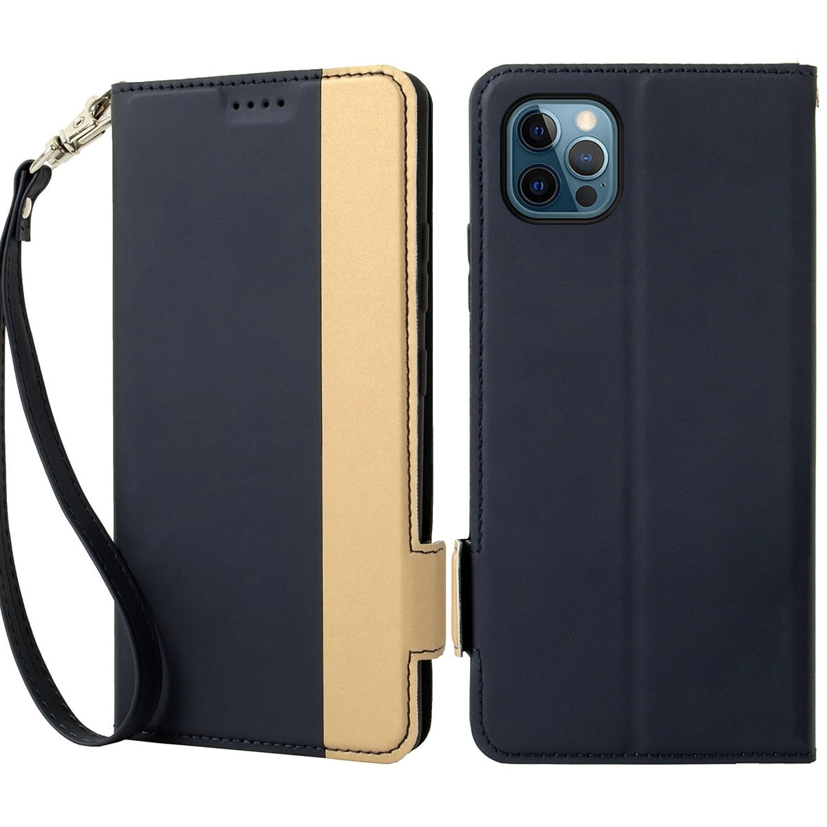 Shockproof Phone Case For iPhone 13 Pro 6.1 inch, Contrast Color Stand Card Holder PU Leather Dual Magnetic Clasp Phone Cover