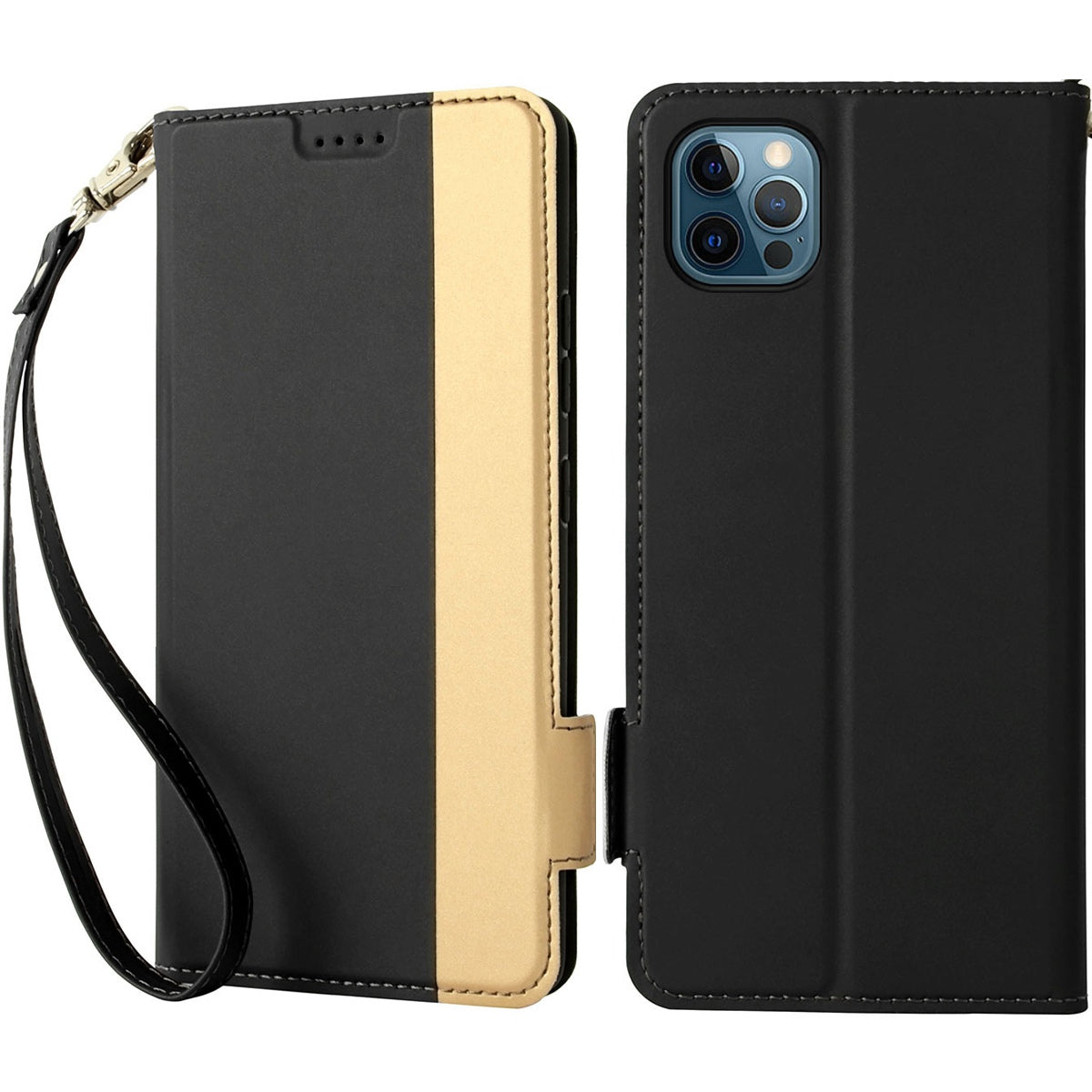 Shockproof Phone Case For iPhone 13 Pro 6.1 inch, Contrast Color Stand Card Holder PU Leather Dual Magnetic Clasp Phone Cover