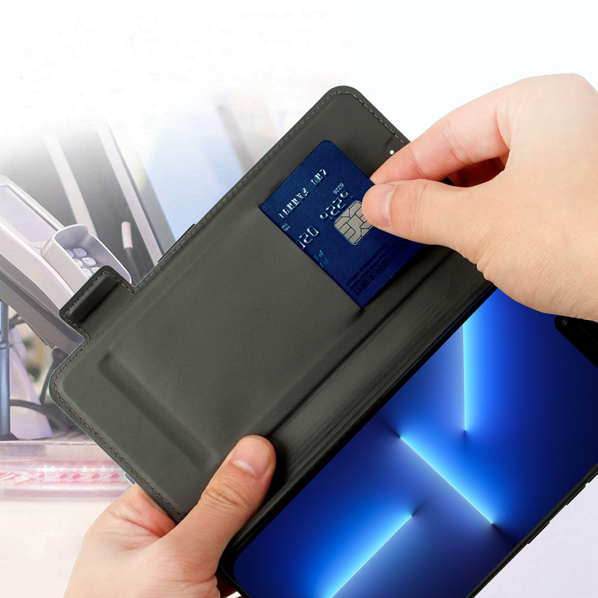 Shockproof Phone Case For iPhone 13 Pro 6.1 inch, Contrast Color Stand Card Holder PU Leather Dual Magnetic Clasp Phone Cover