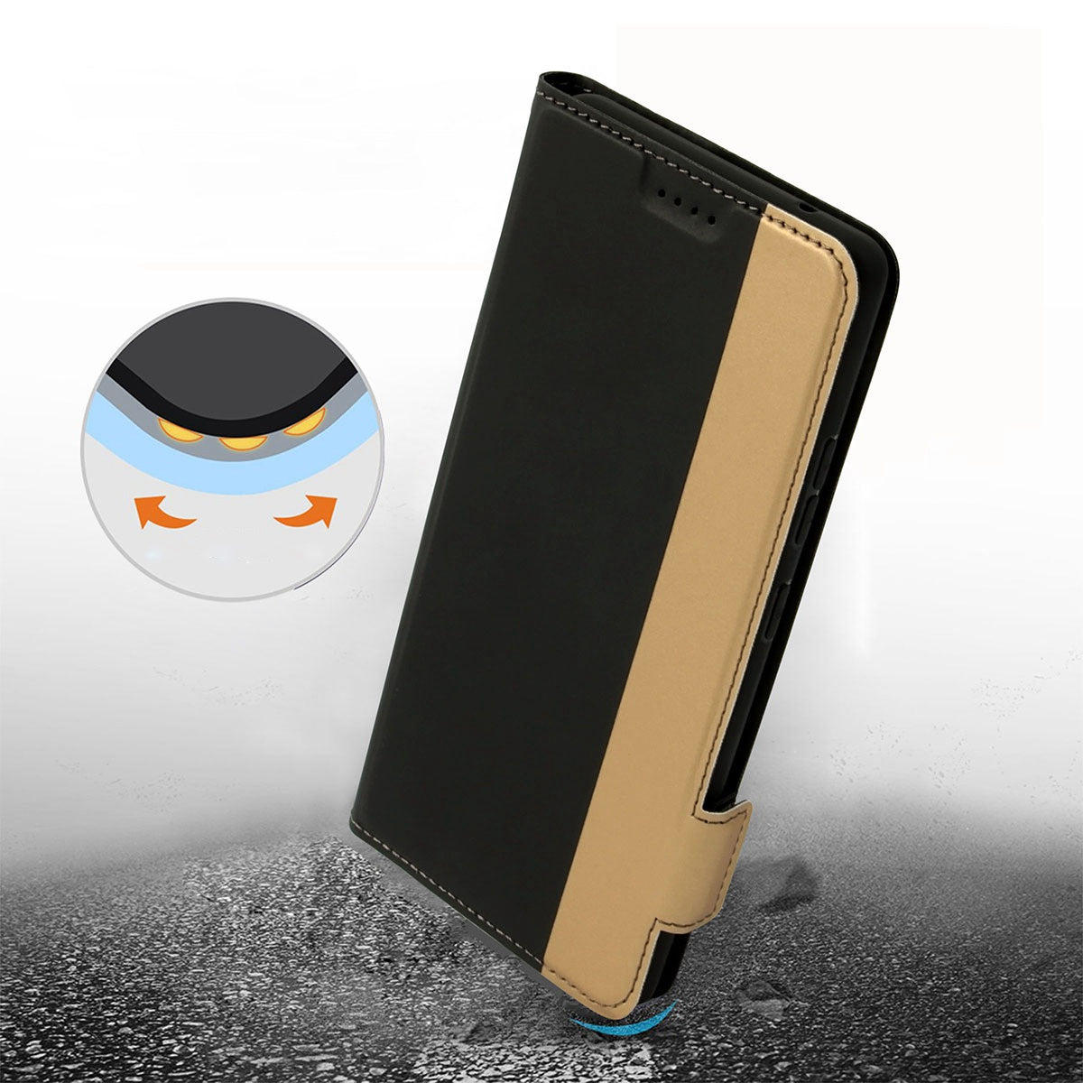 Shockproof Phone Case For iPhone 13 Pro 6.1 inch, Contrast Color Stand Card Holder PU Leather Dual Magnetic Clasp Phone Cover