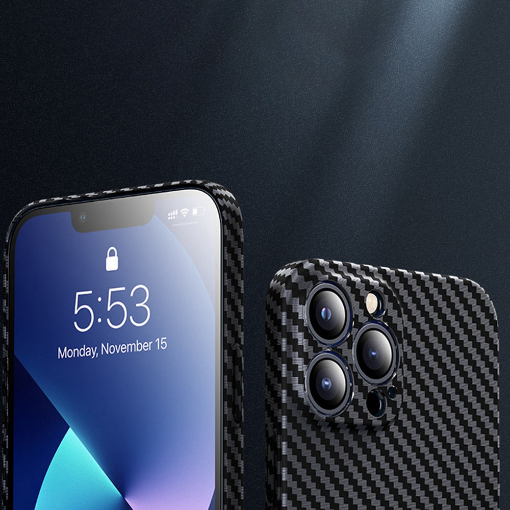 For iPhone 13 Pro Max 6.7 inch Carbon Fiber Texture Scratch-resistant Protective Cover Precise Cutout Matte Phone Case