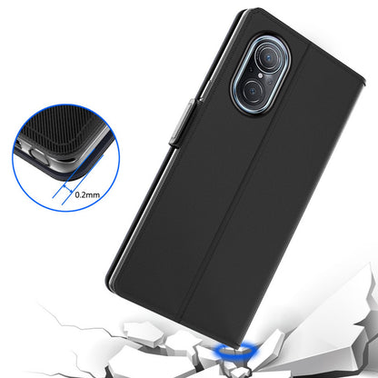 For Huawei nova 9 SE Magnetic Closing Stand Design Cell Phone Case PU Leather+TPU Card Holder Shell with Makeup Mirror