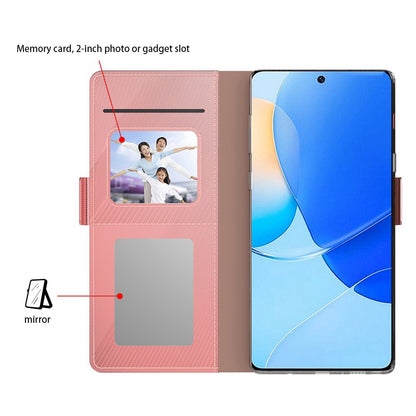 For Huawei nova 9 SE Magnetic Closing Stand Design Cell Phone Case PU Leather+TPU Card Holder Shell with Makeup Mirror