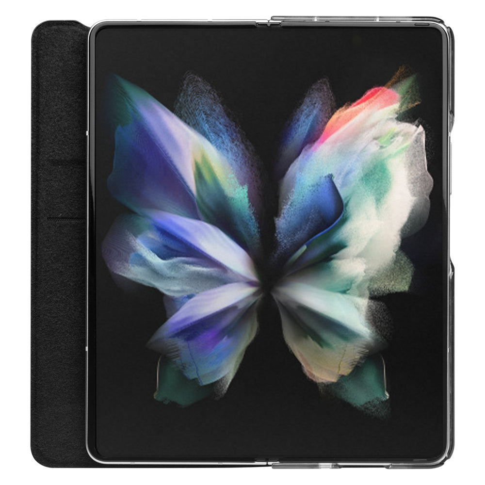 QIALINO For Samsung Galaxy Z Fold3 5G Genuine Leather Anti-drop Phone Case Foldable Stand Card Holder Full Protection Cover