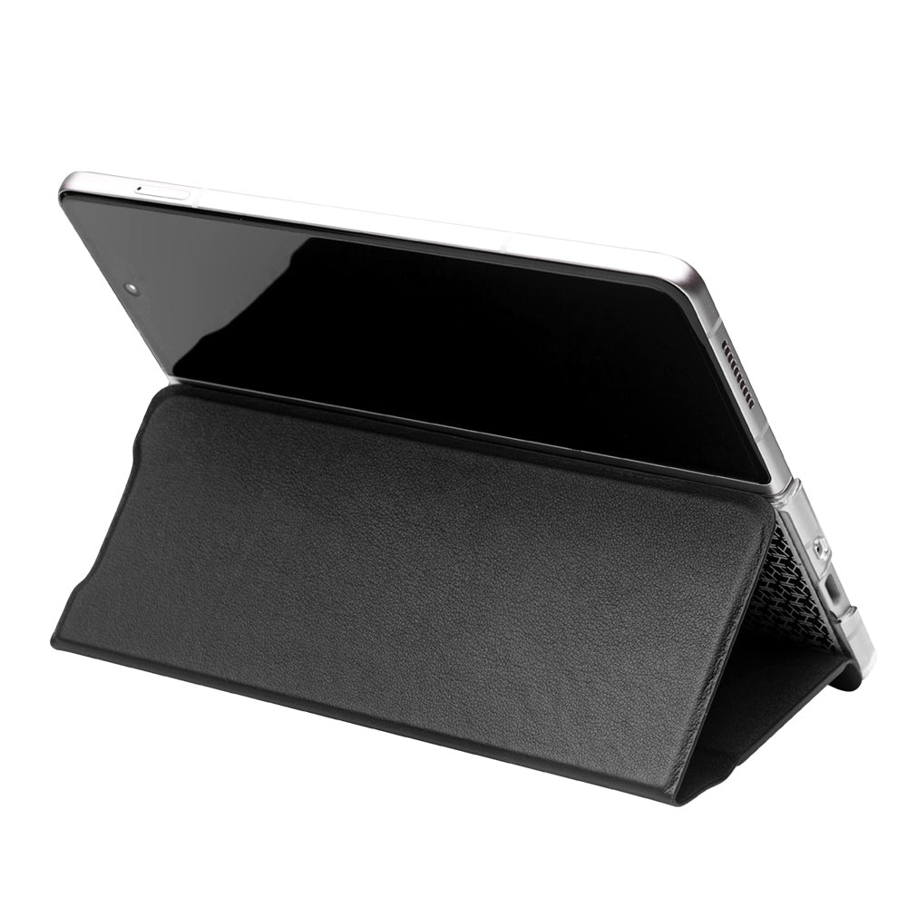 QIALINO For Samsung Galaxy Z Fold3 5G Genuine Leather Anti-drop Phone Case Foldable Stand Card Holder Full Protection Cover