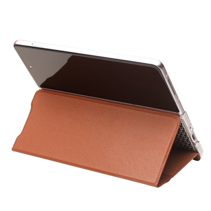 QIALINO For Samsung Galaxy Z Fold3 5G Genuine Leather Anti-drop Phone Case Foldable Stand Card Holder Full Protection Cover
