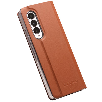 QIALINO For Samsung Galaxy Z Fold3 5G Genuine Leather Anti-drop Phone Case Foldable Stand Card Holder Full Protection Cover