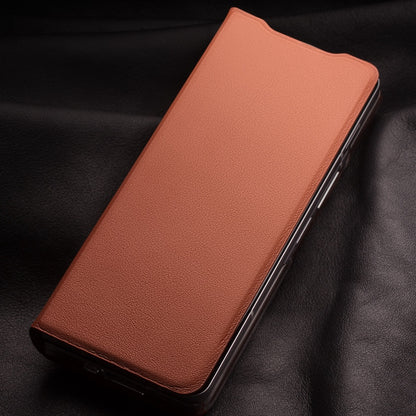 QIALINO For Samsung Galaxy Z Fold3 5G Genuine Leather Anti-drop Phone Case Foldable Stand Card Holder Full Protection Cover