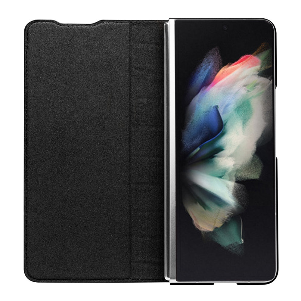 QIALINO for Samsung Galaxy Z Fold3 5G Crocodile Texture Genuine Cowhide Leather Auto-absorbed Magnetic Anti-fall Ultra-slim Phone Case
