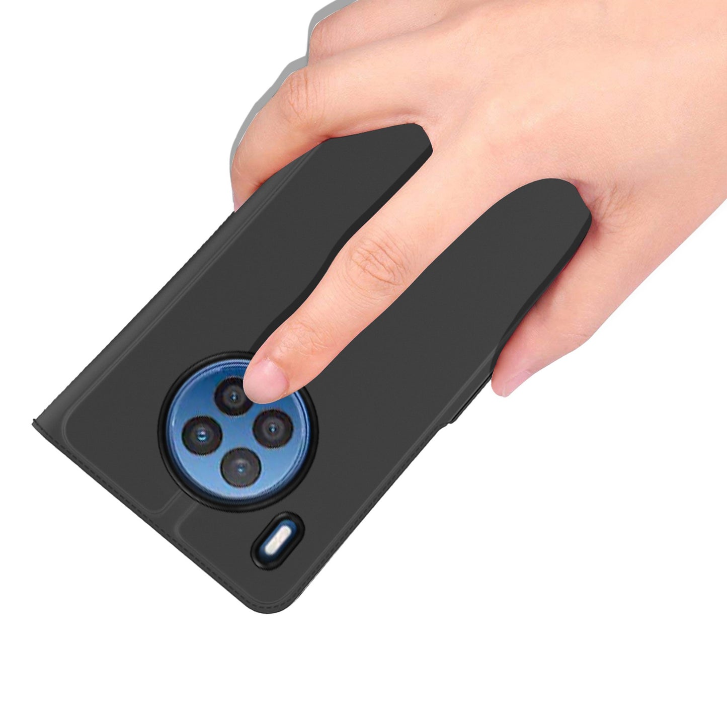 For Huawei nova 8i / Honor 50 Lite Anti-fall PU Leather Mobile Phone Case Card Holder Stand Feature Magnetic Folio Flip Cover