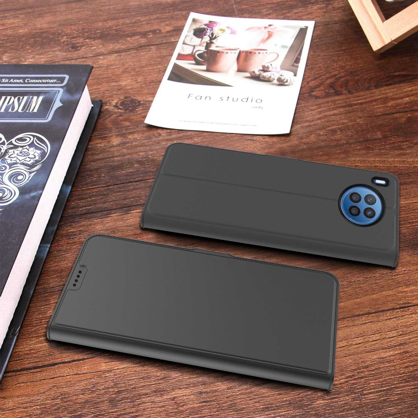 For Huawei nova 8i / Honor 50 Lite Anti-fall PU Leather Mobile Phone Case Card Holder Stand Feature Magnetic Folio Flip Cover