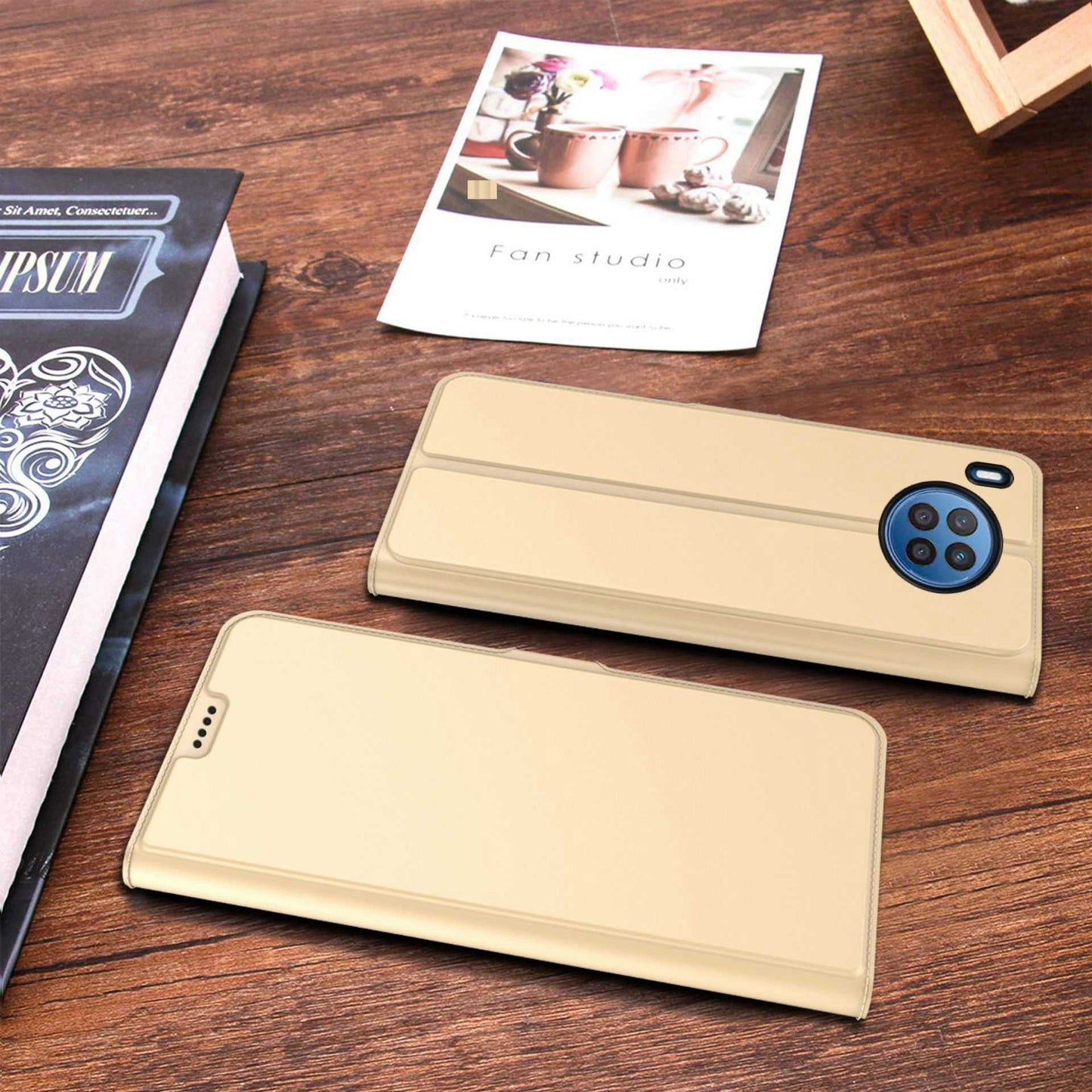 For Huawei nova 8i / Honor 50 Lite Anti-fall PU Leather Mobile Phone Case Card Holder Stand Feature Magnetic Folio Flip Cover