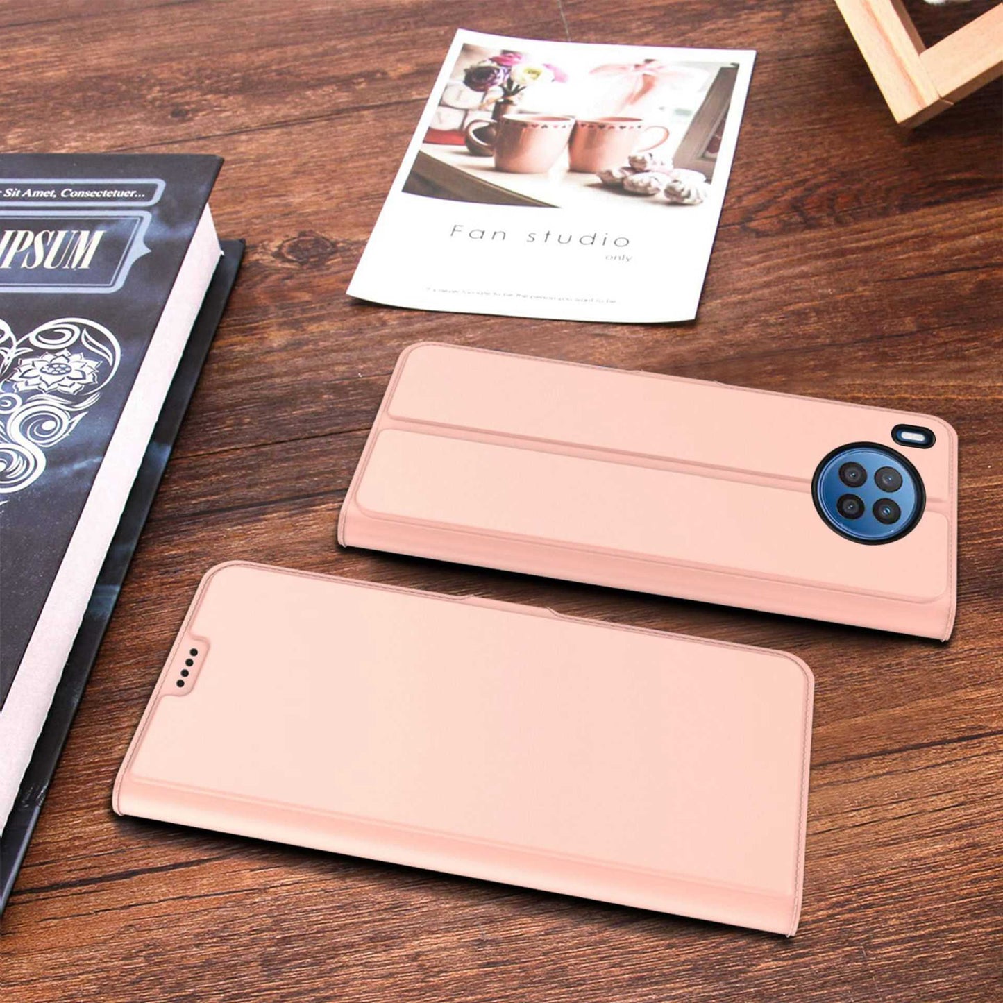 For Huawei nova 8i / Honor 50 Lite Anti-fall PU Leather Mobile Phone Case Card Holder Stand Feature Magnetic Folio Flip Cover