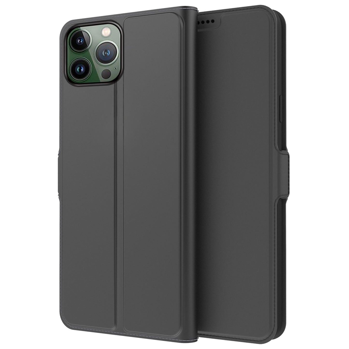 For iPhone 13 Pro 6.1 inch Anti-scratch PU Leather Flip Folio Phone Cover Inner TPU Magnetic Full Protection Stand Card Slot Phone Case