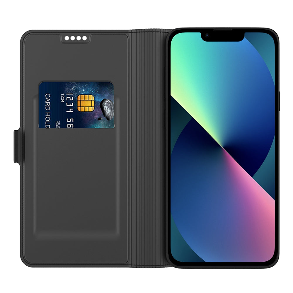 For iPhone 13 Pro 6.1 inch Anti-scratch PU Leather Flip Folio Phone Cover Inner TPU Magnetic Full Protection Stand Card Slot Phone Case