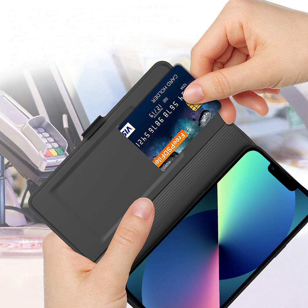 For iPhone 13 Pro 6.1 inch Anti-scratch PU Leather Flip Folio Phone Cover Inner TPU Magnetic Full Protection Stand Card Slot Phone Case