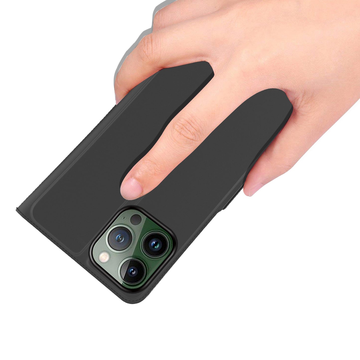 For iPhone 13 Pro 6.1 inch Anti-scratch PU Leather Flip Folio Phone Cover Inner TPU Magnetic Full Protection Stand Card Slot Phone Case