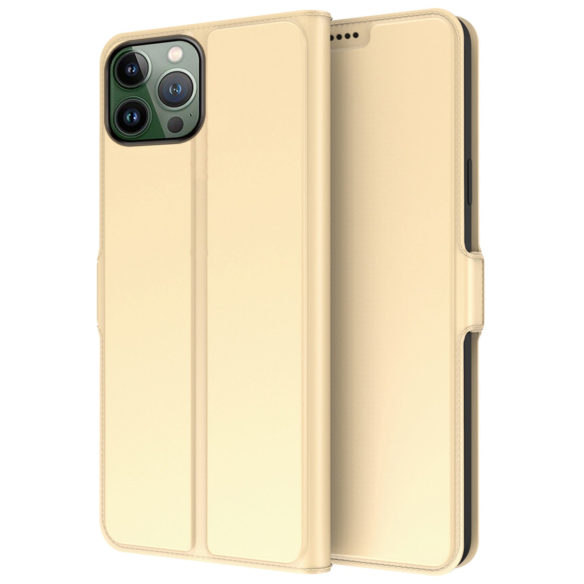 For iPhone 13 Pro 6.1 inch Anti-scratch PU Leather Flip Folio Phone Cover Inner TPU Magnetic Full Protection Stand Card Slot Phone Case