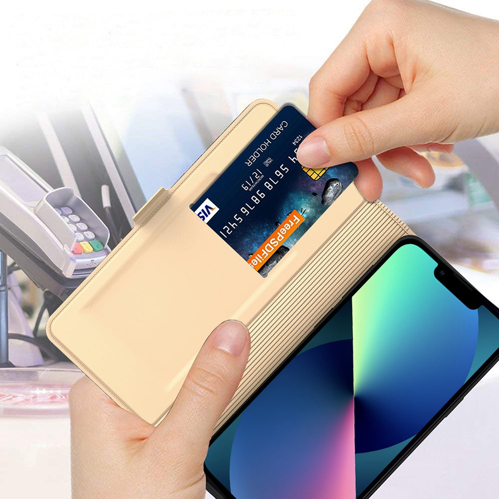 For iPhone 13 Pro 6.1 inch Anti-scratch PU Leather Flip Folio Phone Cover Inner TPU Magnetic Full Protection Stand Card Slot Phone Case