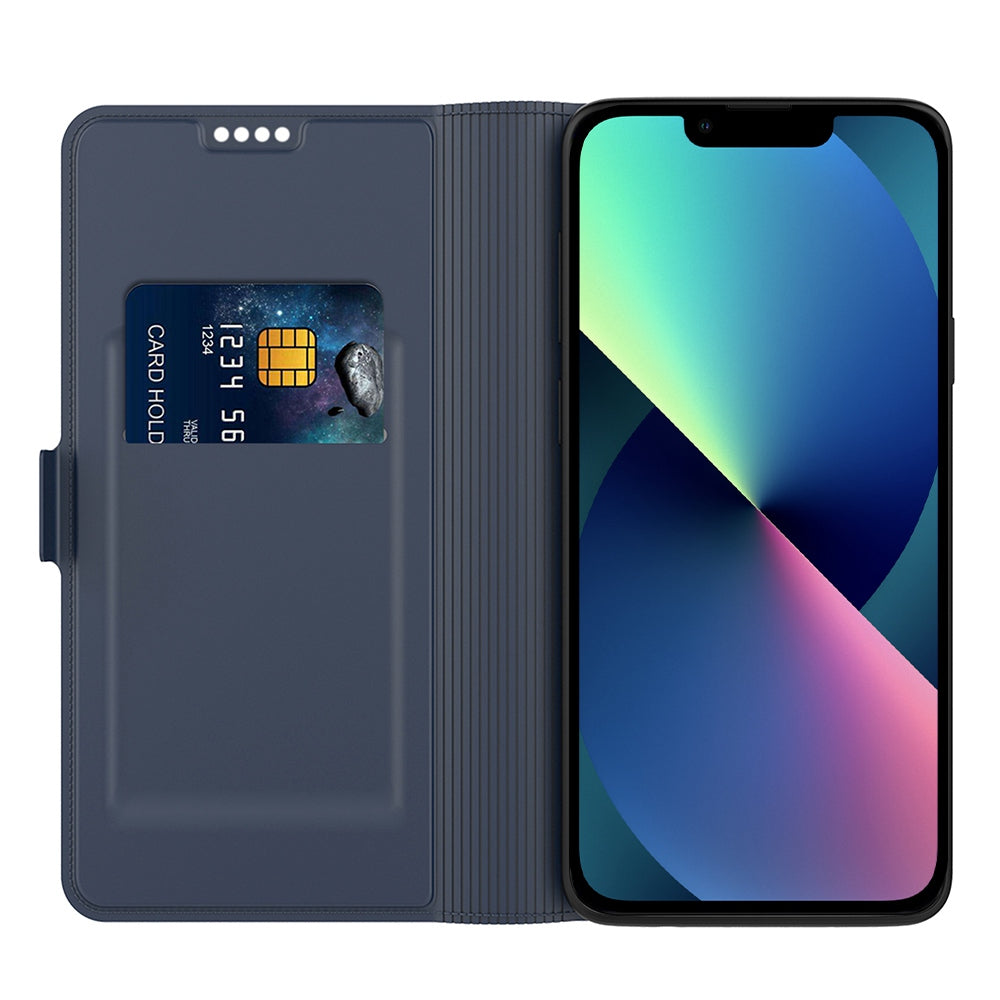 For iPhone 13 Pro 6.1 inch Anti-scratch PU Leather Flip Folio Phone Cover Inner TPU Magnetic Full Protection Stand Card Slot Phone Case