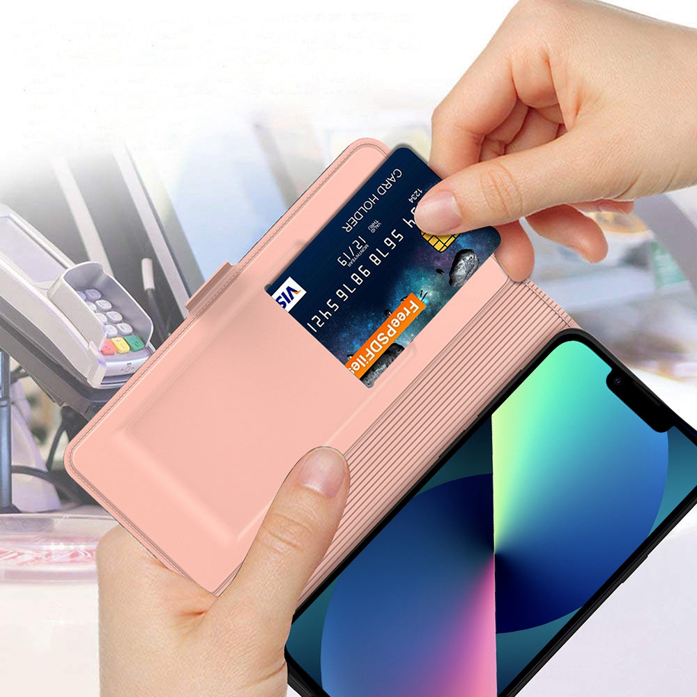 For iPhone 13 Pro 6.1 inch Anti-scratch PU Leather Flip Folio Phone Cover Inner TPU Magnetic Full Protection Stand Card Slot Phone Case