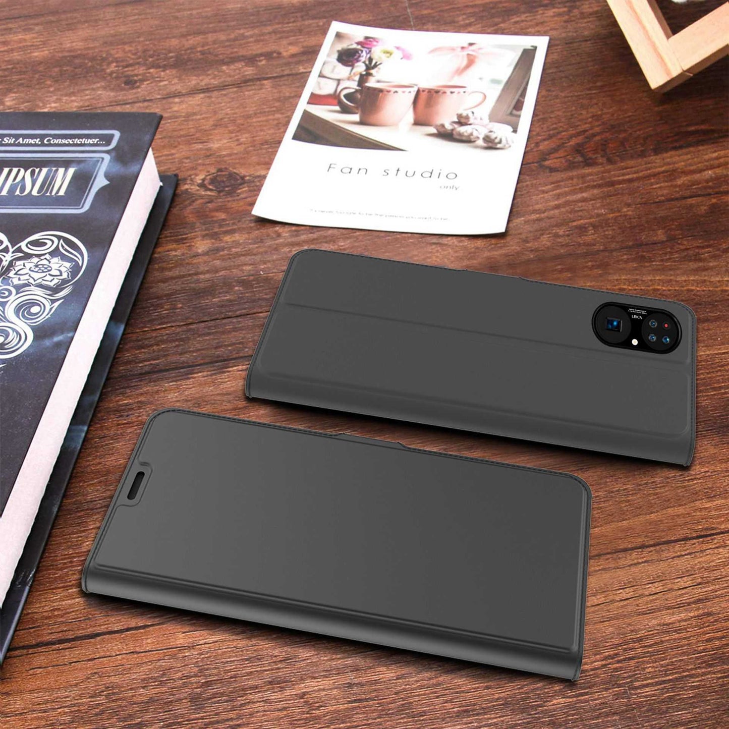 For Huawei P50 4G PU Leather Flip Protective Phone Case Double Magnetic Clasp Stand Card Slot Folio Cover