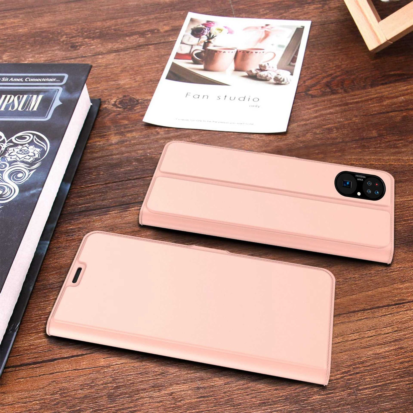 For Huawei P50 4G PU Leather Flip Protective Phone Case Double Magnetic Clasp Stand Card Slot Folio Cover