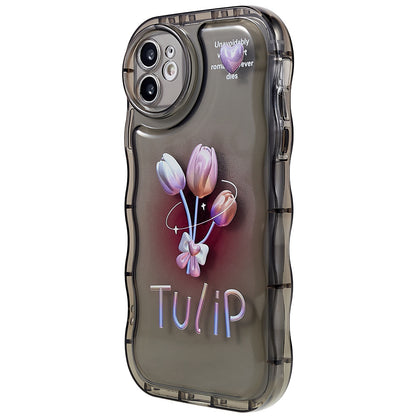 For iPhone 11 6.1 inch Wave-shaped Edge Pattern Printed Protector Anti-shock Soft TPU Phone Case Cover