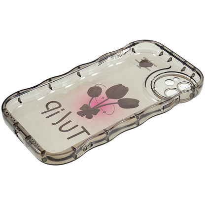 For iPhone 11 6.1 inch Wave-shaped Edge Pattern Printed Protector Anti-shock Soft TPU Phone Case Cover