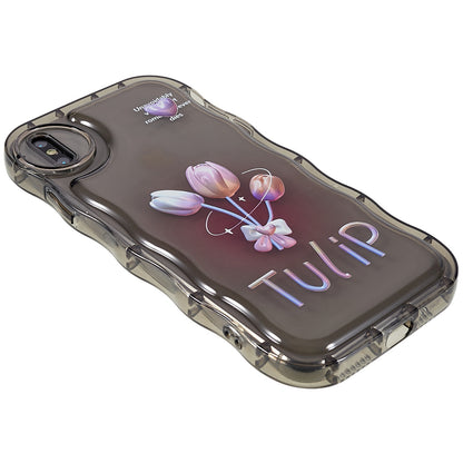 For iPhone XS Max 6.5 inch Anti-scratch Pattern Printed Cover Wave-shaped Edge Soft TPU Anti-drop Phone Case
