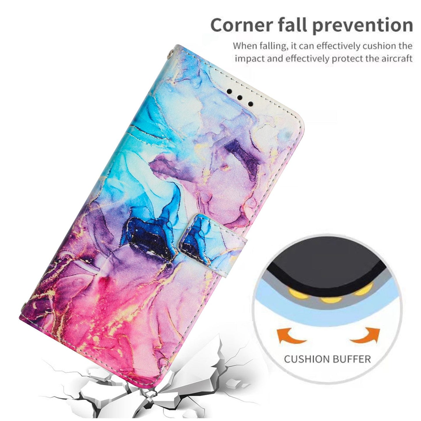 For Xiaomi Redmi 10C 4G / Redmi 10 (India) 4G PU Leather Magnetic Flip Case Marble Pattern Printing Stand Wallet Phone Cover with Strap