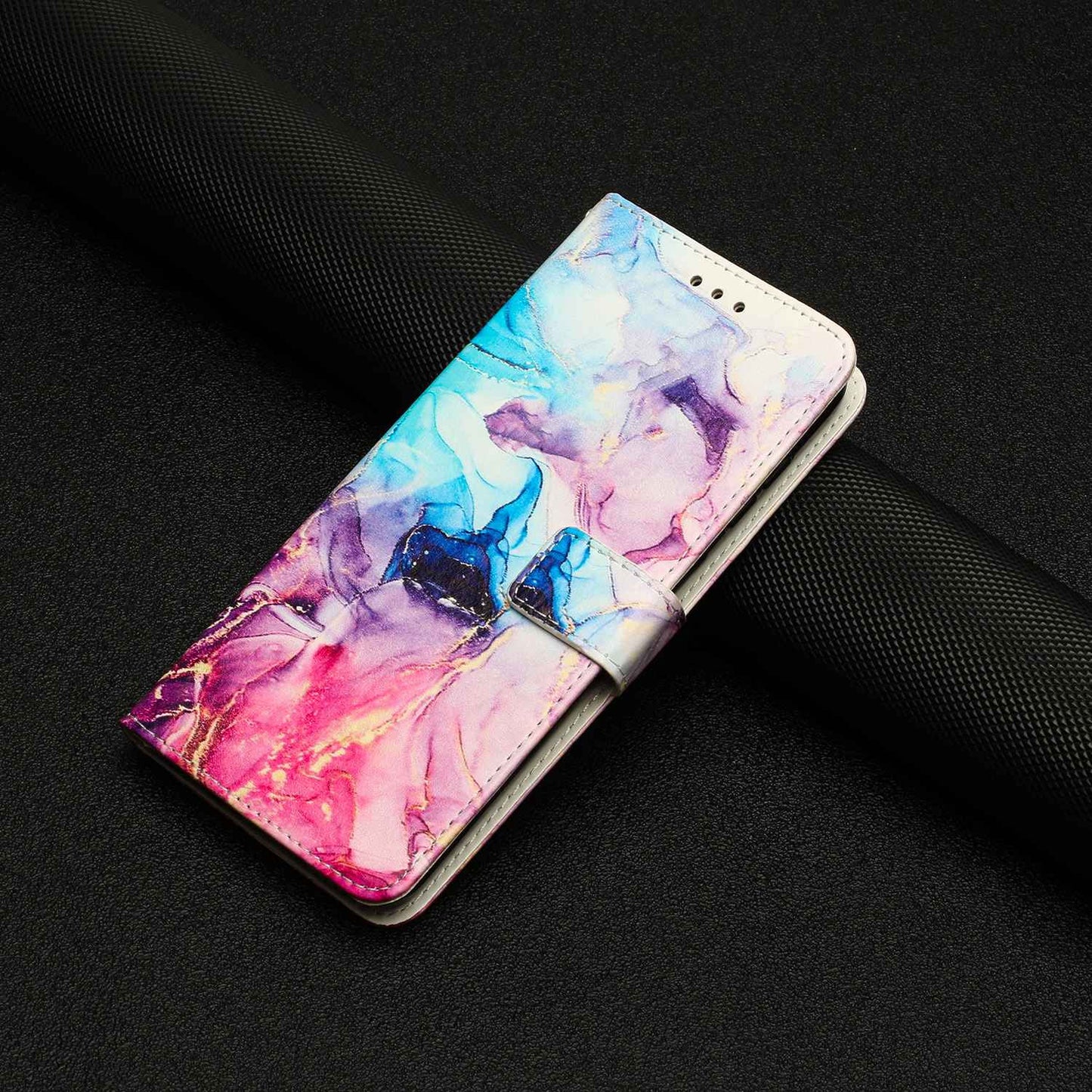 For Xiaomi Redmi 10C 4G / Redmi 10 (India) 4G PU Leather Magnetic Flip Case Marble Pattern Printing Stand Wallet Phone Cover with Strap