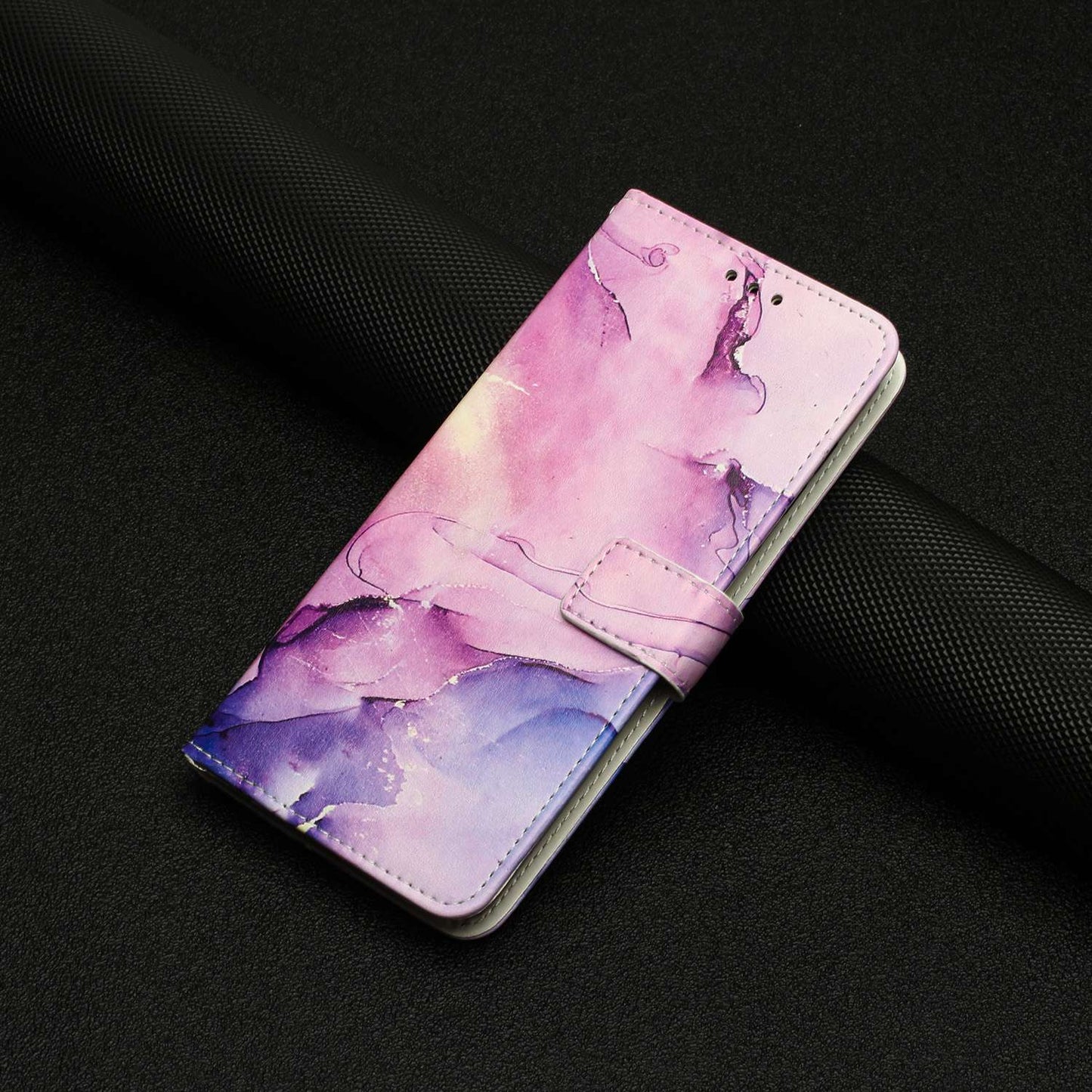 For Xiaomi Redmi 10C 4G / Redmi 10 (India) 4G PU Leather Magnetic Flip Case Marble Pattern Printing Stand Wallet Phone Cover with Strap