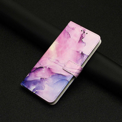 For Xiaomi Redmi 10C 4G / Redmi 10 (India) 4G PU Leather Magnetic Flip Case Marble Pattern Printing Stand Wallet Phone Cover with Strap