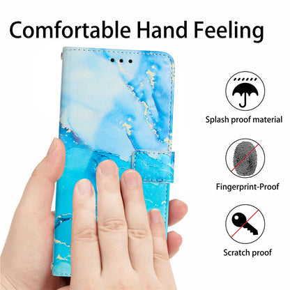For Xiaomi Redmi 10C 4G / Redmi 10 (India) 4G PU Leather Magnetic Flip Case Marble Pattern Printing Stand Wallet Phone Cover with Strap
