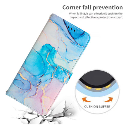 For Xiaomi Redmi 10C 4G / Redmi 10 (India) 4G PU Leather Magnetic Flip Case Marble Pattern Printing Stand Wallet Phone Cover with Strap
