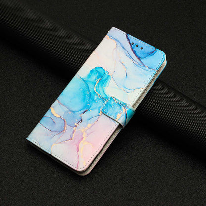 For Xiaomi Redmi 10C 4G / Redmi 10 (India) 4G PU Leather Magnetic Flip Case Marble Pattern Printing Stand Wallet Phone Cover with Strap