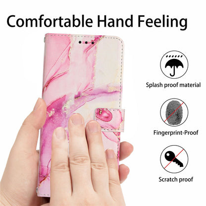 For Xiaomi Redmi 10C 4G / Redmi 10 (India) 4G PU Leather Magnetic Flip Case Marble Pattern Printing Stand Wallet Phone Cover with Strap