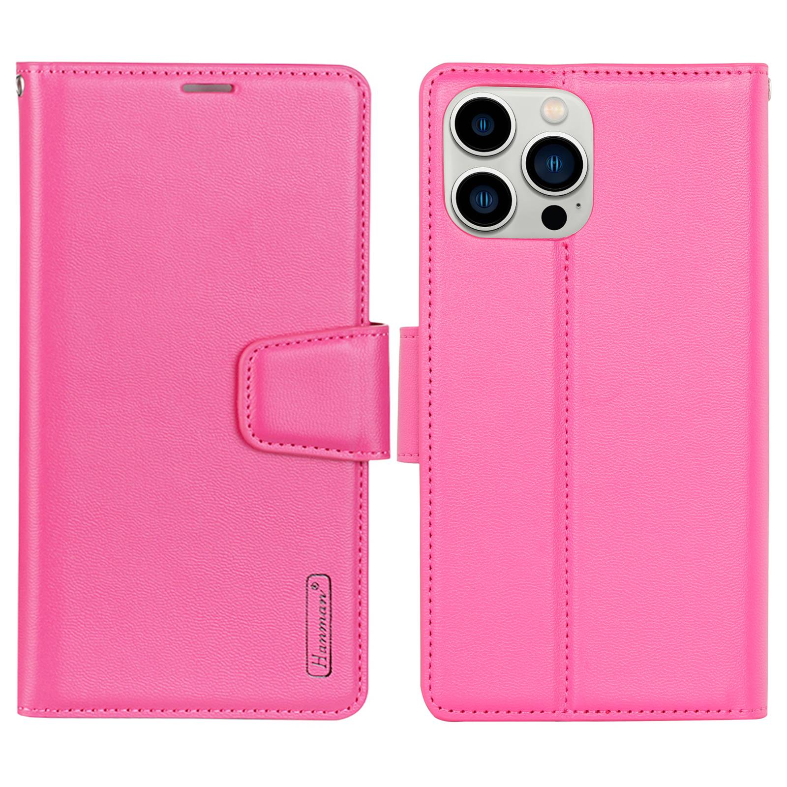 HANMAN Mill Series for iPhone 13 Pro 6.1 inch PU Leather Wallet Cover Folio Flip Foldable Stand Full Protection Inner TPU Phone Case