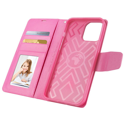HANMAN Mill Series for iPhone 13 Pro 6.1 inch PU Leather Wallet Cover Folio Flip Foldable Stand Full Protection Inner TPU Phone Case