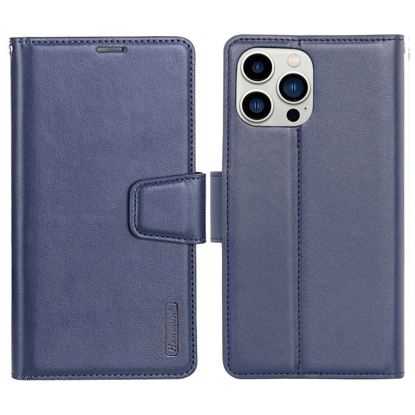 HANMAN Mill Series for iPhone 13 Pro 6.1 inch PU Leather Wallet Cover Folio Flip Foldable Stand Full Protection Inner TPU Phone Case