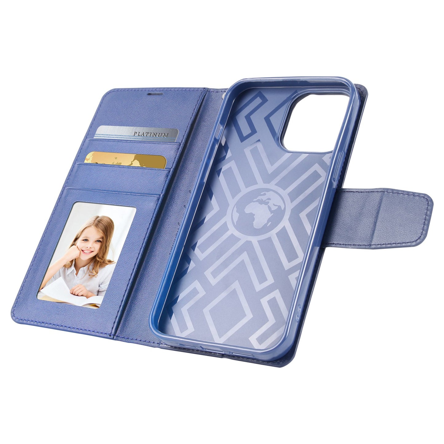 HANMAN Mill Series for iPhone 13 Pro 6.1 inch PU Leather Wallet Cover Folio Flip Foldable Stand Full Protection Inner TPU Phone Case