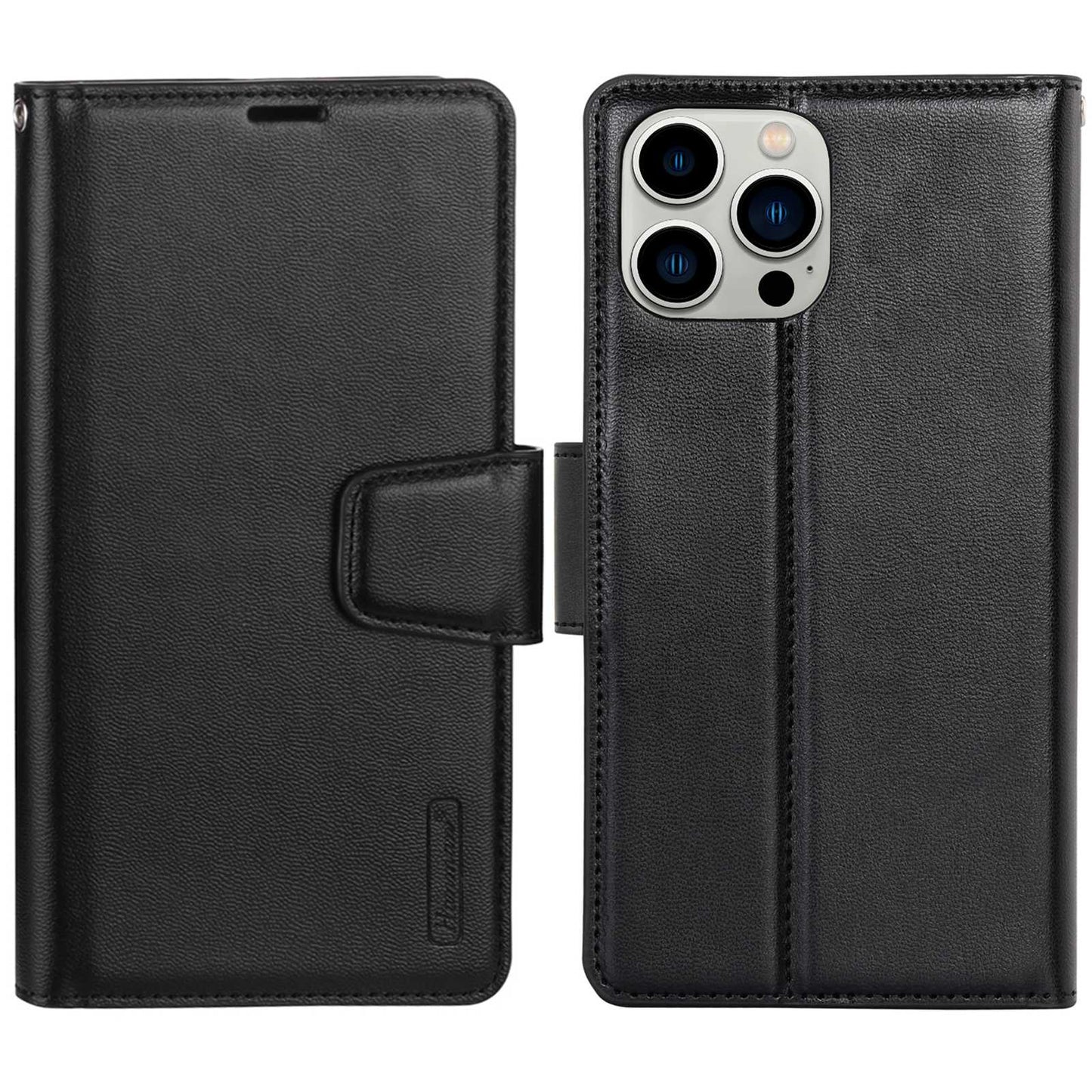 HANMAN Mill Series for iPhone 13 Pro 6.1 inch PU Leather Wallet Cover Folio Flip Foldable Stand Full Protection Inner TPU Phone Case