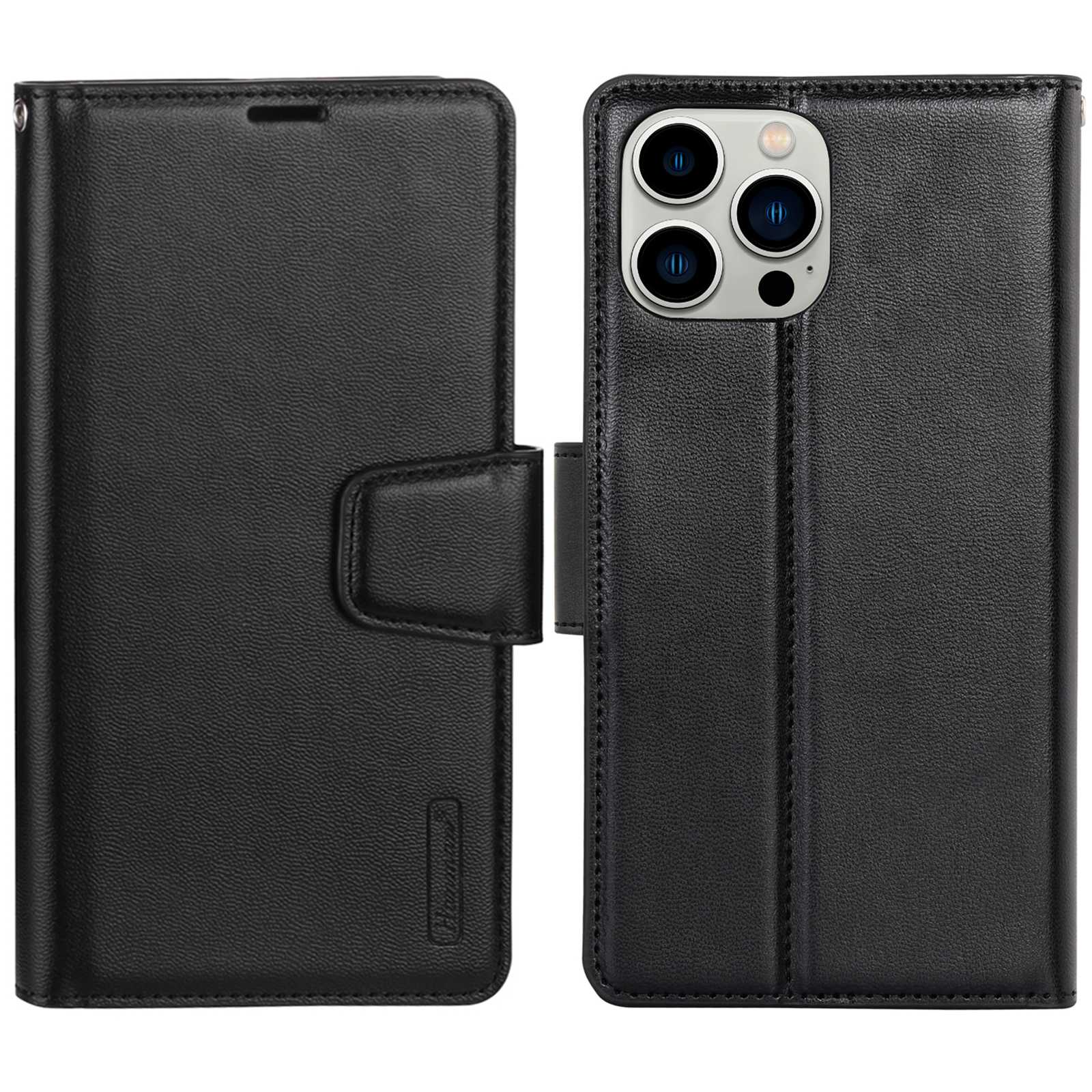 HANMAN Mill Series for iPhone 13 Pro 6.1 inch PU Leather Wallet Cover Folio Flip Foldable Stand Full Protection Inner TPU Phone Case