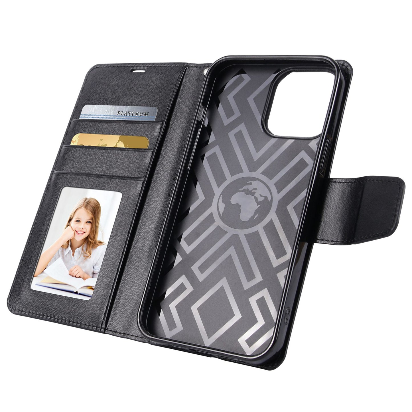 HANMAN Mill Series for iPhone 13 Pro 6.1 inch PU Leather Wallet Cover Folio Flip Foldable Stand Full Protection Inner TPU Phone Case