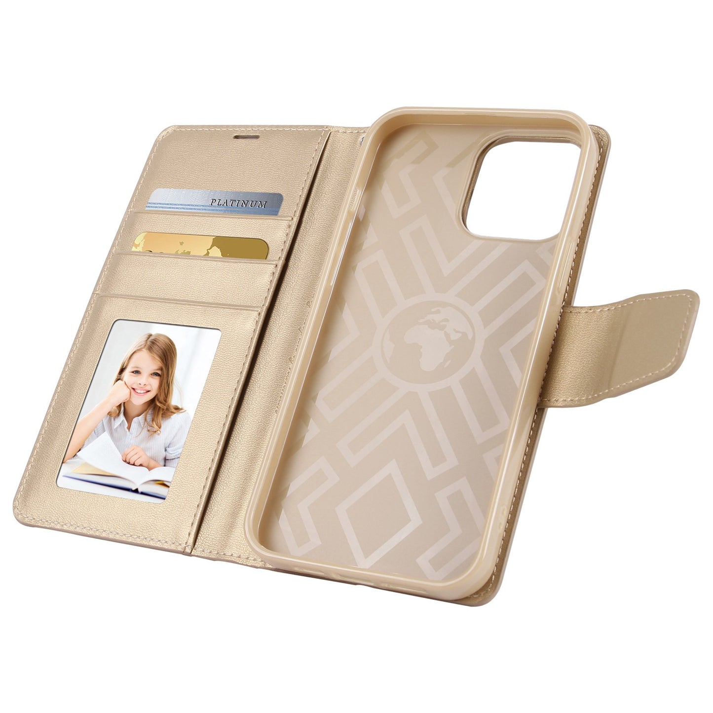 HANMAN Mill Series for iPhone 13 Pro 6.1 inch PU Leather Wallet Cover Folio Flip Foldable Stand Full Protection Inner TPU Phone Case